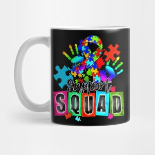 Autism Awareness Month Ribbon Support Squad Womens Kids Mug